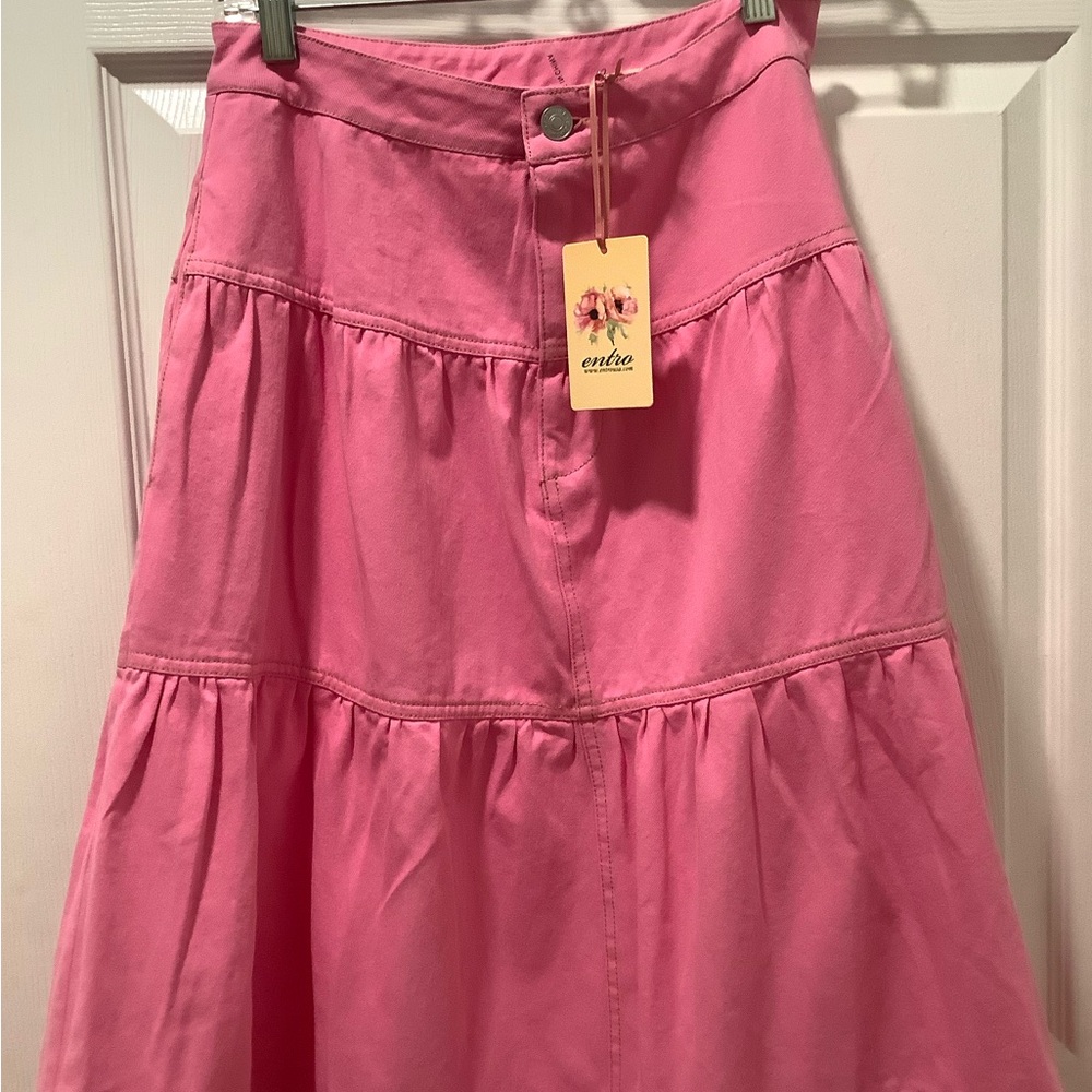 Women’s Small Pink denim maxi skirt - Picture 3 of 4